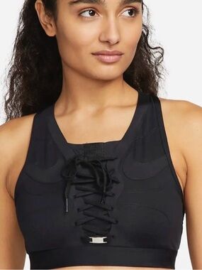 Nike AF-1 DRI-FIT Black Lace-Up Sports Bra